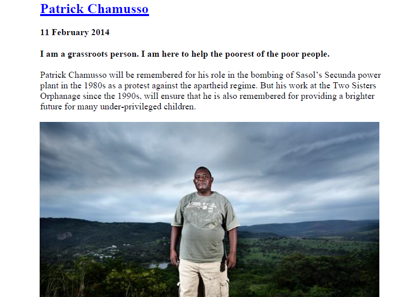Patrick Chamusso - I am a grassroots person. I am here to help the poorest of the poor people, 11 February 2014